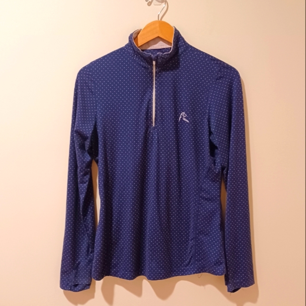 Rhoback Women's Navy Blue‎ Polka Dot Quarter-Zip Pullover
